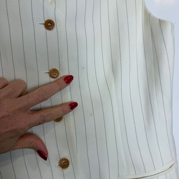 Casual Corner Vintage Vest Womens White Pinstripe Work Button Up Sleeveless Sz 6 - Picture 7 of 11